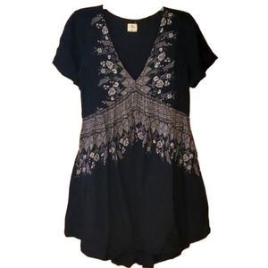 O'Neill Womans Black Empire Waist Floral Mini‎ Dress Size Small